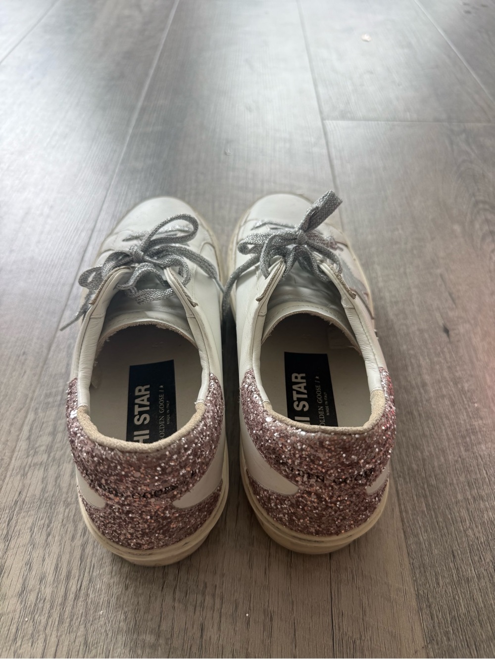 Golden Goose Hi Star Pink Glitter w/ Metallic Star